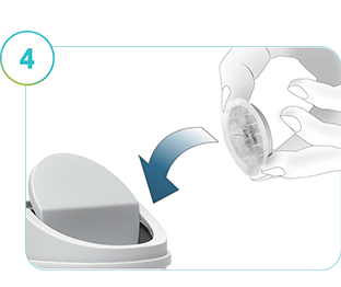 Kuva esittää SmartGuide CGM -sensorin hävittämistä.
