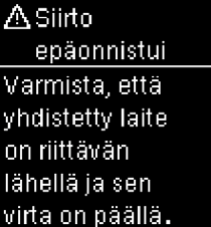 Accu-Chek Guide siirto epäonnistui virheilmoitus