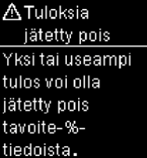 Accu-Chek Guide Tuloksia jätetty pois tavoitetiedot virheilmoitus