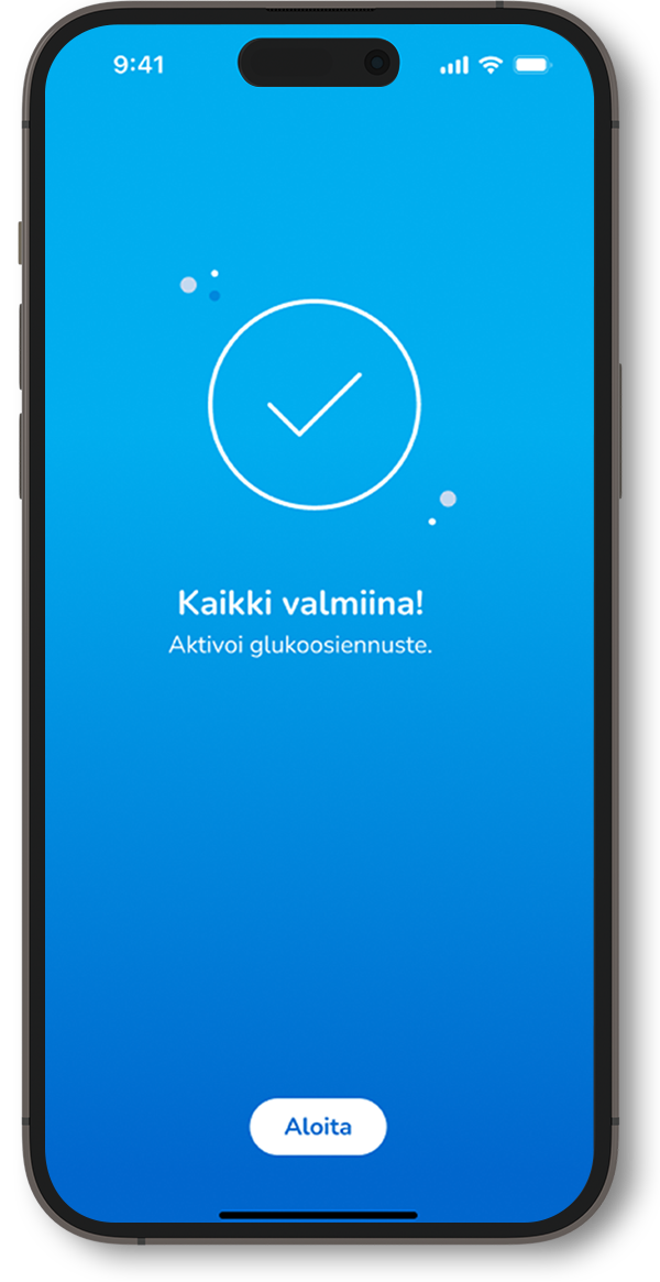 Kuvakaappaus SmartGuide Predict -sovelluksen -näytöstä, kun sovellus on valmis käyttöön.