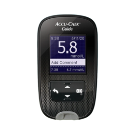 Kuvassa Accu-Chek Guide -verensokerimittari