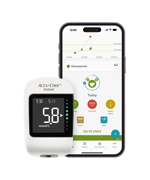 mySugr -sovellus yhteydessä Accu-Chek Instant -verensokerimittariin